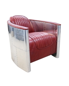 Aviator Pilot Chair In Vintage Rouge Red Distressed Real Leather 
