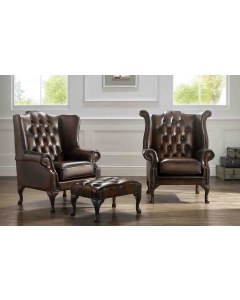 Beatrice And Carlton Wing Chairs With Footstool