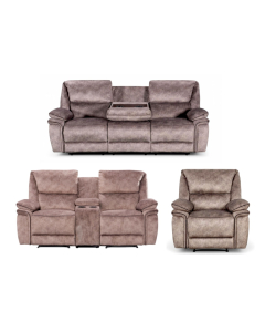 Brooklyn Genuine 3+2+1 Seater Reclining Sofa Suite Taupe Real Fabric In Stock