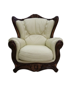 Catania Handmade Armchair Genuine Italian Cream Real Leather 