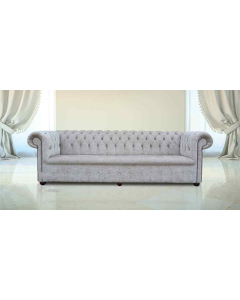 Chesterfield 1780's Crystals Buttonless 4 Seater Sofa In Presto Mink Fabric