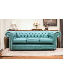 Chesterfield Handmade 3 Seater Infinity Racing Green Faux Leather Sofa In Classic Style