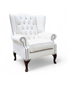 Chesterfield Bloomsbury Flat Wing Queen Anne Chair In Nuovo Pearl Fabric