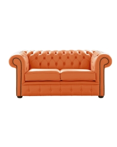 Chesterfield 2 Seater Shelly Firestone Leather Sofa Settee Bespoke In Classic Style