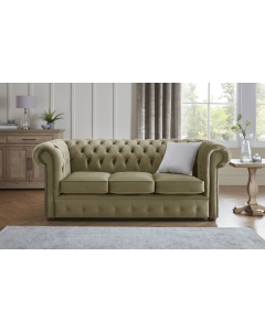 Chesterfield 3 Seater Fabric Malta Parchment 10 Sofa