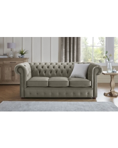 Chesterfield 3 Seater Fabric Malta Putty 09 Sofa