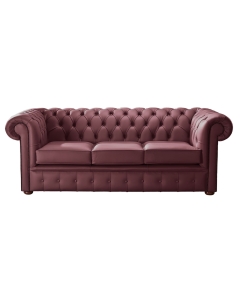 Chesterfield 3 Seater Shelly Burgandy Leather Sofa Bespoke In Classic Style