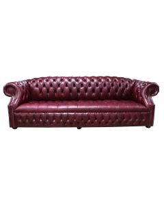 Chesterfield 4 Seater Old English Burgandy Leather Sofa Bespoke In Buckingham Style