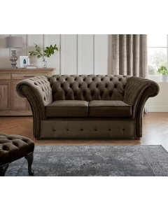 Chesterfield Beaumont 2 Seater Sofa Malta Mushroom 07 Real Fabric