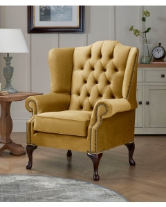 Chesterfield Carlton Flat Wing Armchairs Malta Gold 13
