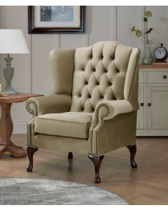 Chesterfield Carlton Flat Wing Armchairs Malta Parchment 10