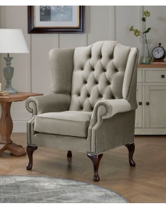 Chesterfield Carlton Flat Wing Armchairs Malta Putty 09