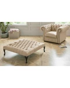 Chesterfield Club Chair With Footstool Shelly Leather 