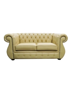 Chesterfield Handmade 2 Seater Sofa Deluca Yellow Leather In Kimberley Style