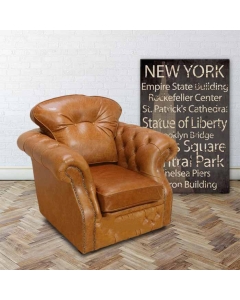 Chesterfield High Back Armchair Oil Pull Up Leather Bespoke In Era Style