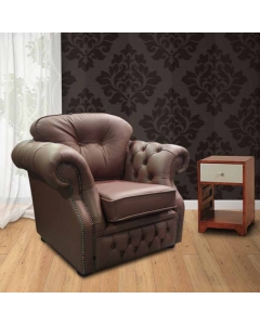 Chesterfield High Back Armchair Shelly Burgandy Leather In Era Style