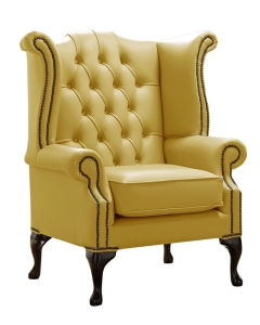 Chesterfield High Back Wing Chair Shelly Deluca Real Leather Bespoke In Queen Anne Style