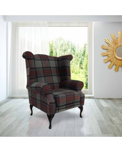 Chesterfield High Back Wing Chair Wool Tweed Benningborough Graphite In Queen Anne Style