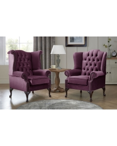 Chesterfield Queen Anne Beatrice + Carlton Flat Wing Armchairs Malta Purple 01