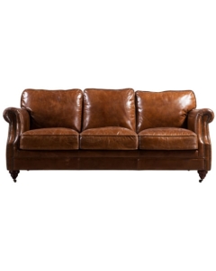 Corby Vintage Retro 3 Seater Distressed Leather Sofa