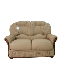 Debora Handmade 2 Seater Sofa Settee Genuine Italian Coffee Milk Real Leather