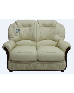 Debora Handmade 2 Seater Sofa Settee Genuine Italian Cream Real Leather