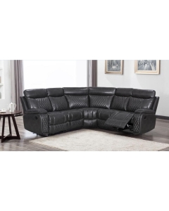 Hampton Genuine Reclining Corner Group Sofa 2+C+2 Charcoal Grey Real Leather In Stock
