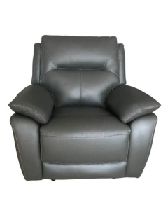 Manhattan Handmade Reclining Armchair Italian Grey Real Leather In Stock