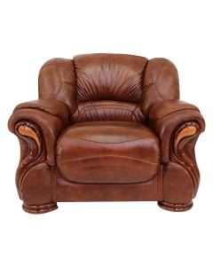 Susanna Armchair Genuine Italian Tabak Brown Real Leather 