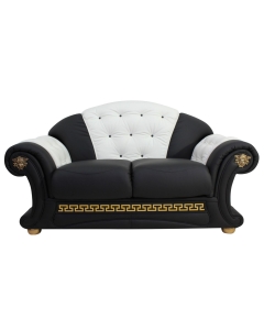 Versace Handmade 2 Seater Sofa Settee Genuine Italian Black White Real Leather