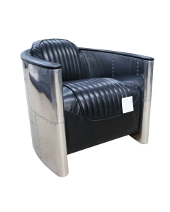 Vintage Aviator Pilot Distressed Black Leather Chair