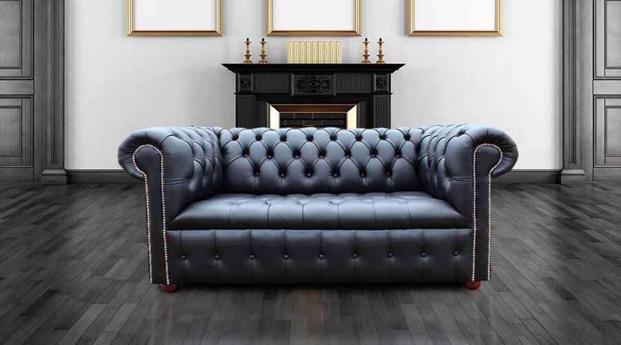 Black chesterfield sofa leather deals