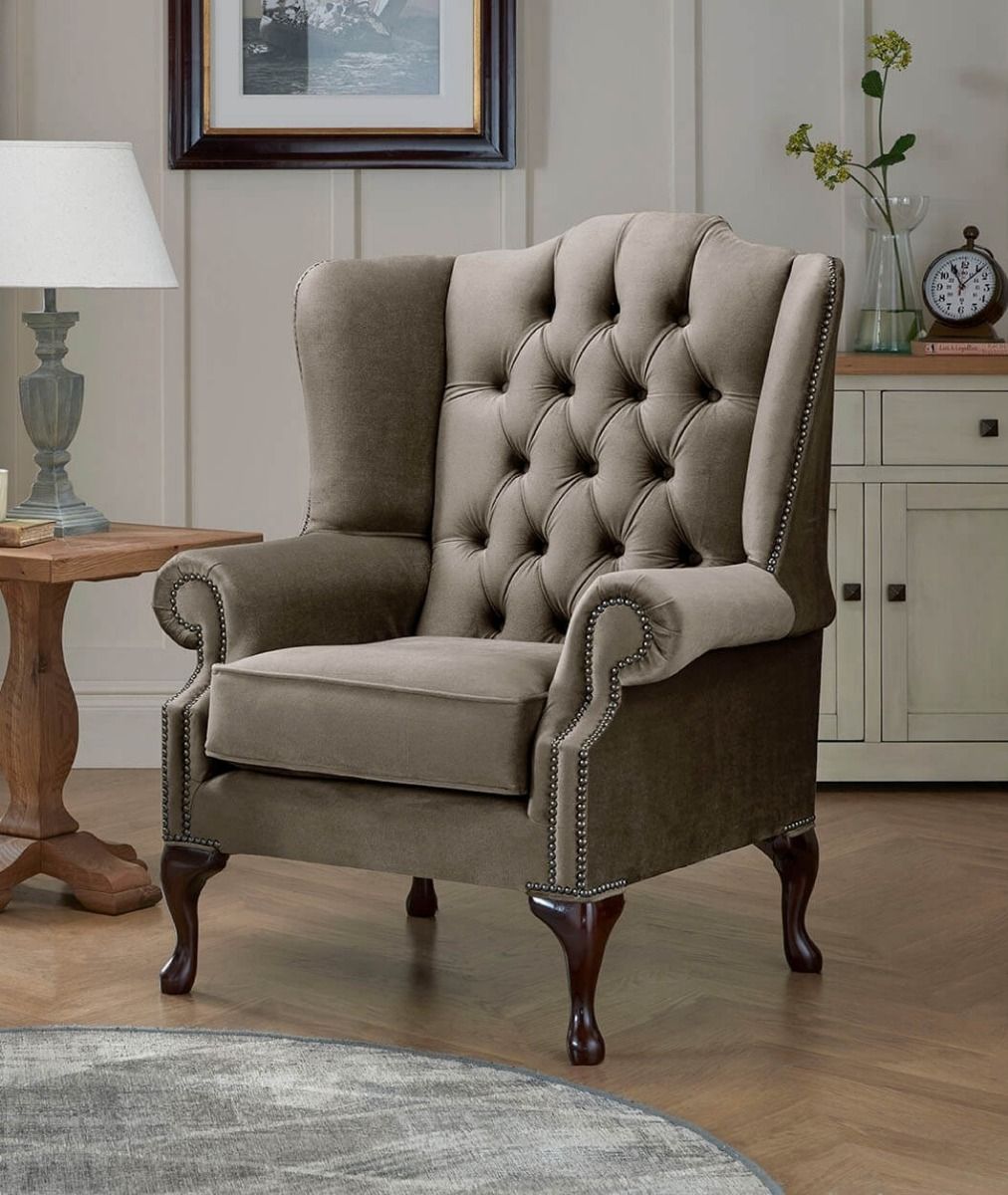 Chesterfield Carlton Flat Wing Armchairs Malta Taupe 08 | Chesterfield Sofas