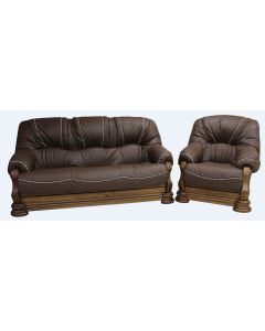 Abra 3+1 Genuine Italian Tabaco Brown Leather Sofa Suite In Classic Style