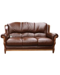 Ancona Handmade 3 Seater Sofa Settee Italian Tabak Brown Real Leather 