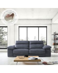 Ariel Genuine 2 Seater Memory Foam Seat Italian Grey Fabric Sofa