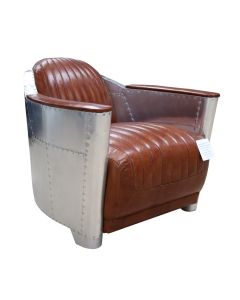 Aviator Aviation Vintage Tan Leather Rocket Tub Chair