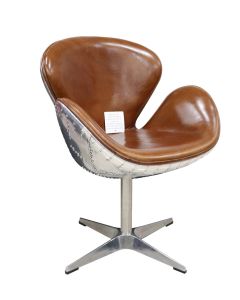 Aviator Handmade Swan Chair Vintage Tan Distressed Real Leather 
