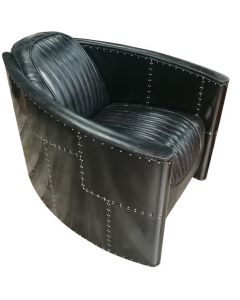 Aviator Pilot Vintage Distressed Black Leather Chair