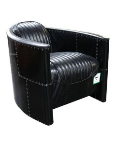Aviator Stealth Pilot Black Aluminium And Black Real Leather Chair In Stock