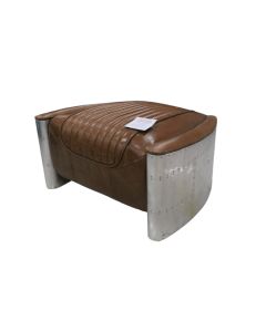 Aviator Vintage Footstool Pouffe Distressed Tan Real Leather 
