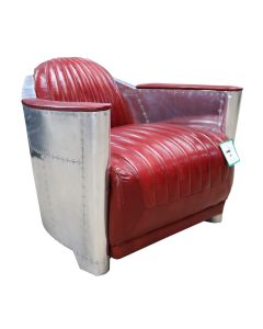 Aviator Vintage Rocket Tub Chair Distressed Rouge Red Leather 