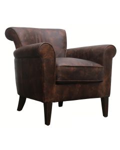 Bayswater Handmade Vintage Armchair Distressed Brown Real Leather 