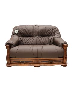 Belgium Handmade 2 Seater Sofa Storage Drawer Genuine Italian Chocolate Brown Real Leather 