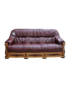 Belgium Handmade 3 Seater Sofa Settee Storage Drawer Genuine Italian Wine Real Leather 