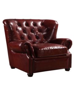 Beresford Original Chesterfield Armchair Vintage Rouge Red Distressed Real Leather 