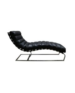 Bilbao Chaise Lounge Daybed Vintage Distressed Black Real Leather 