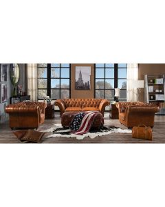 Chelsea Original Chesterfield Settee Sofa Suite Vintage Distressed Real Leather 