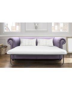 Chesterfield 1930's 3 Seater Sofa Bed Shelly Amethyst Purple Leather In Classic Style