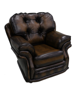 Chesterfield 1 Seater Armchair Antique Tan Leather In Knightsbr­idge Style